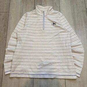 8e Sports‎ Studio white + blue striped quarter zip sweatshirt Size L